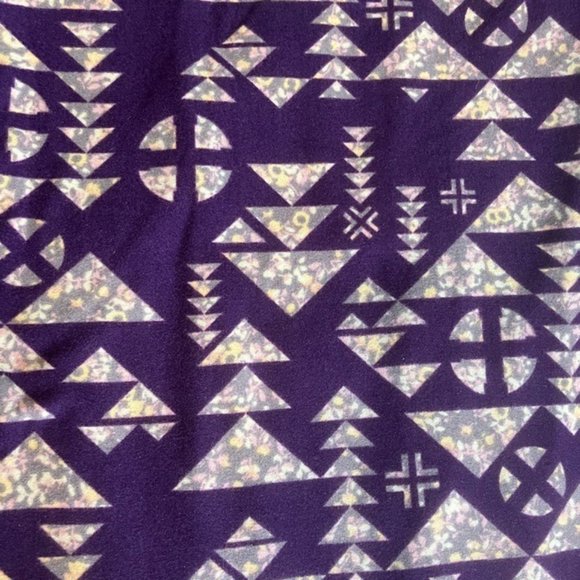 LuLaRoe TC Leggings Tall & Curvy New Purple Geometric Grey Gray Cream Yellow Pea - Picture 3 of 5